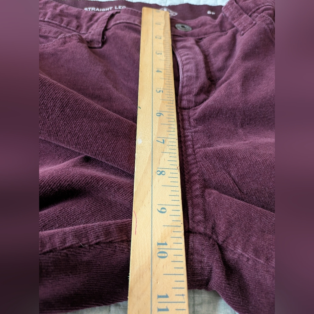 St. John's Bay Burgundy Straight-Leg Stretch Corduroys with Lace Detail. Size 8P - Picture 7 of 8